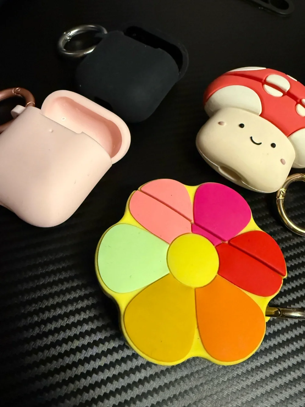 Silicone Mushroom & Flower AirPod Case Set in Pink and Multicolor